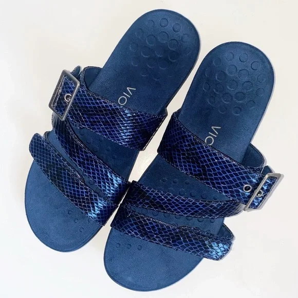 Vionic Shoes Vionic Skylar Navy Blue Slide Sandals With